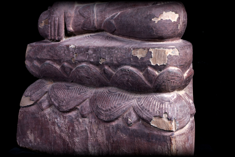 Extremely Rare 18C Wood Ava Burma Buddha #CA1075